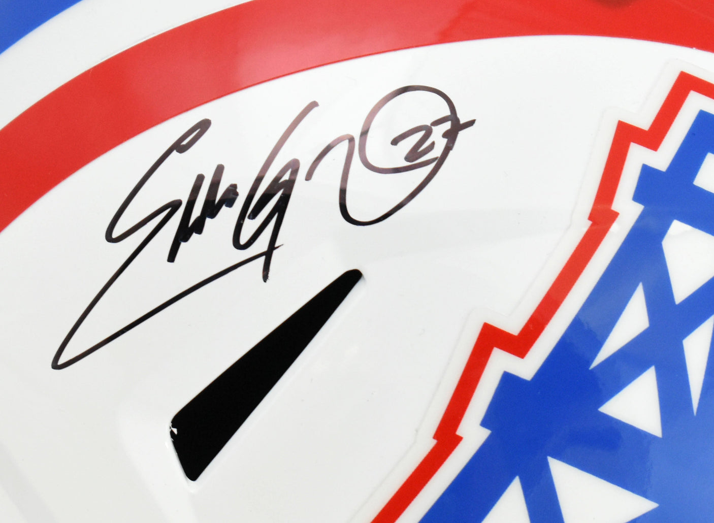 Eddie George Earl Campbell Autographed Oilers F/S Speed Helmet- Fanatics Beckett