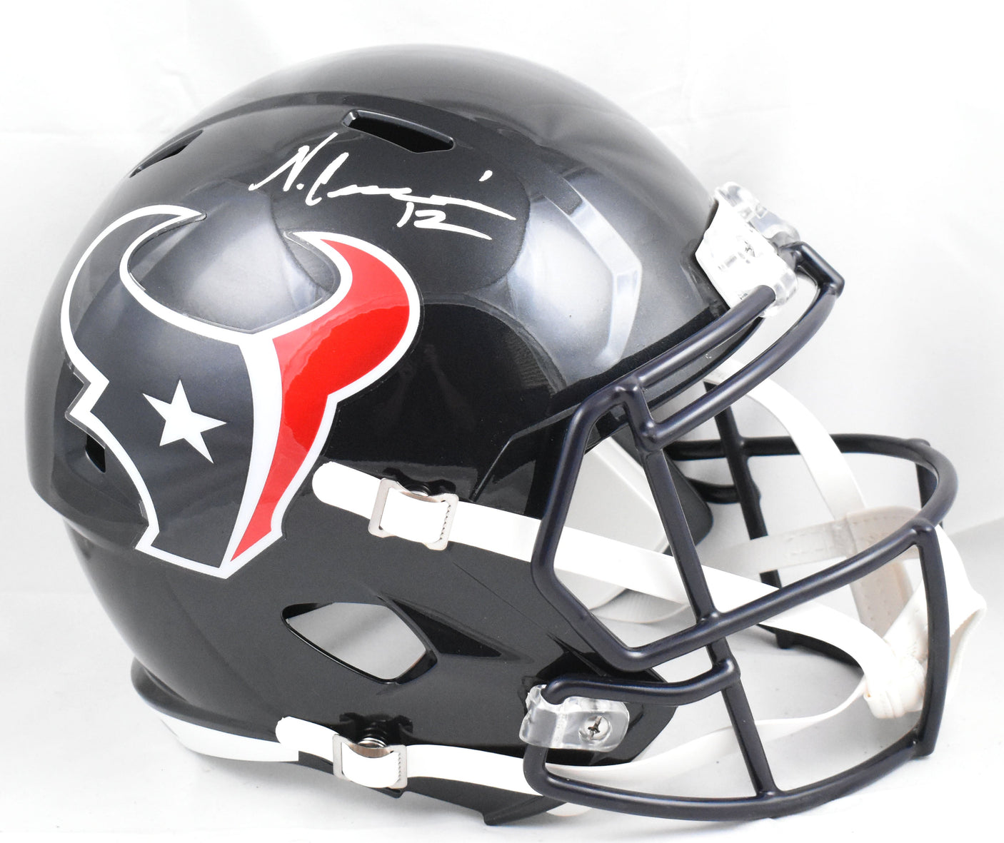 Nico Collins Autographed Houston Texans F/S Speed Helmet- Beckett W Holo *White
