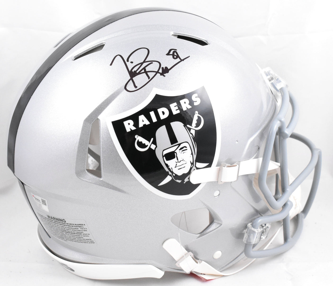 Tim Brown Autographed Raiders F/S Speed Authentic Helmet - Fanatics *Black