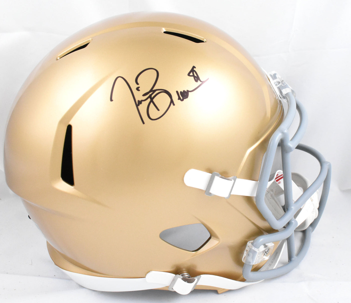 Tim Brown Autographed Notre Dame F/S Speed Helmet - Fanatics *Black
