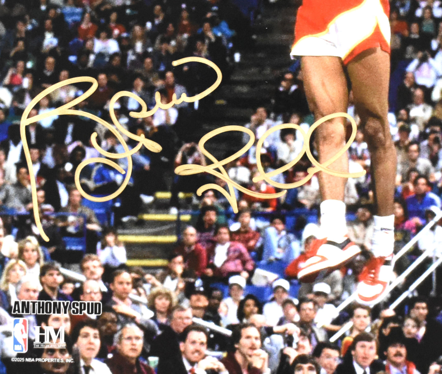 Spud Webb Autographed Alanta Hawks 8x10 Slam Dunk Photo - Prova *Gold