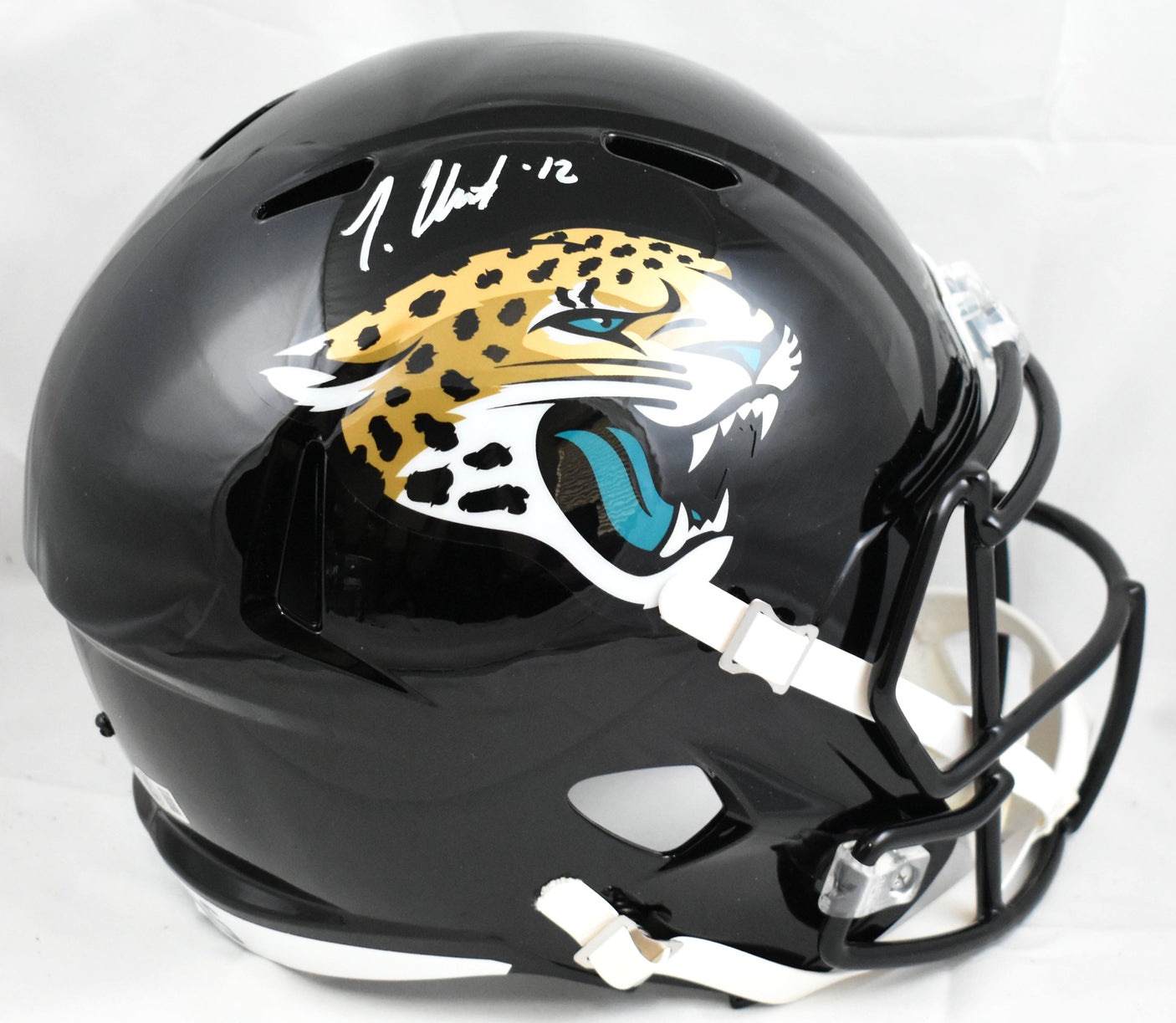 Travis Hunter Autographed Jacksonville Jaguars F/S Speed Helmet - Beckett W Holo