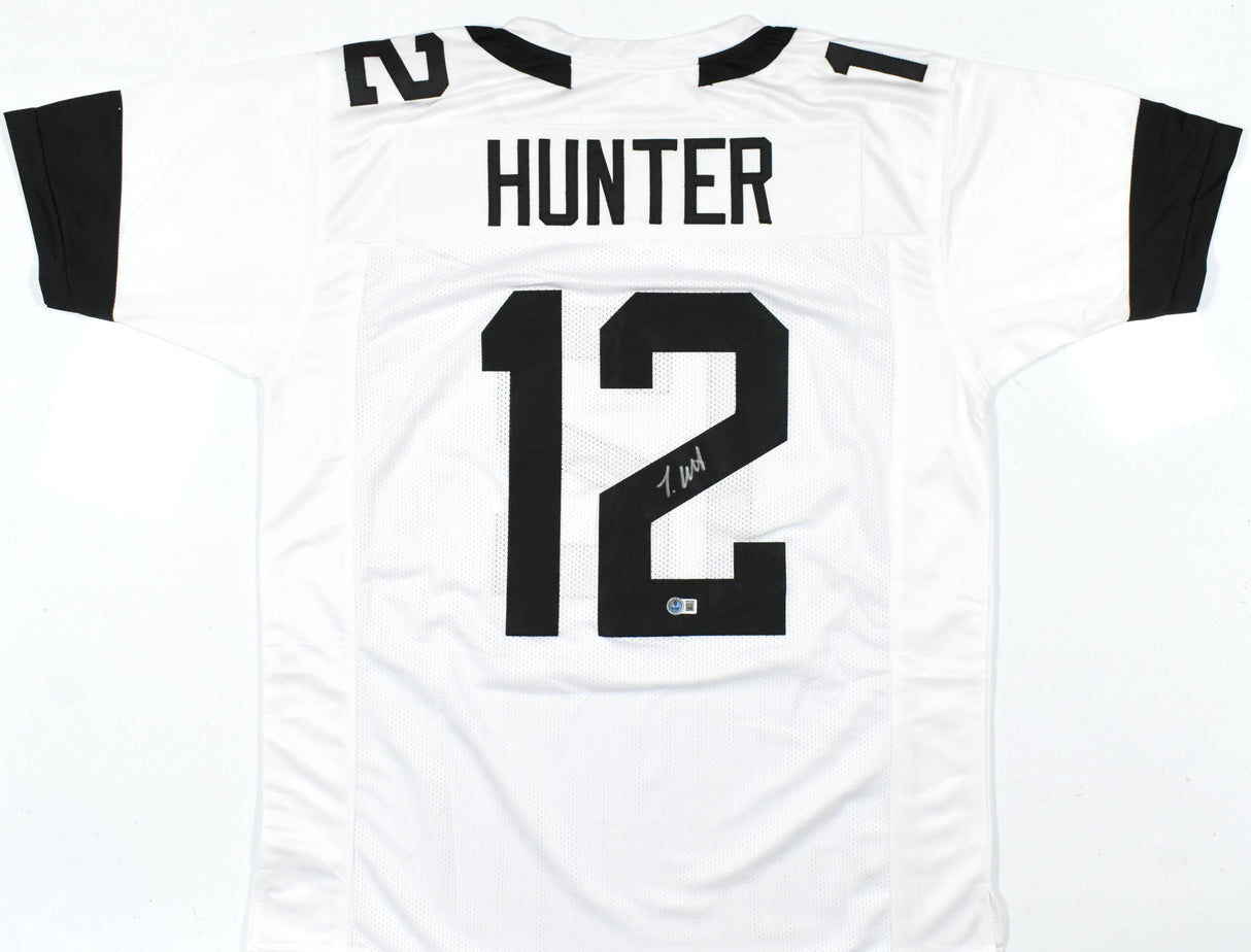 Travis Hunter Autographed White Pro Style Jersey - Beckett W Hologram *Silver