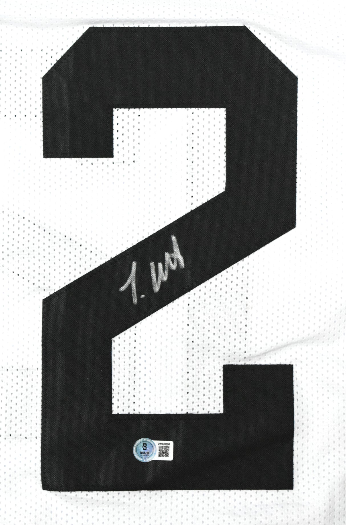 Travis Hunter Autographed White Pro Style Jersey - Beckett W Hologram *Silver
