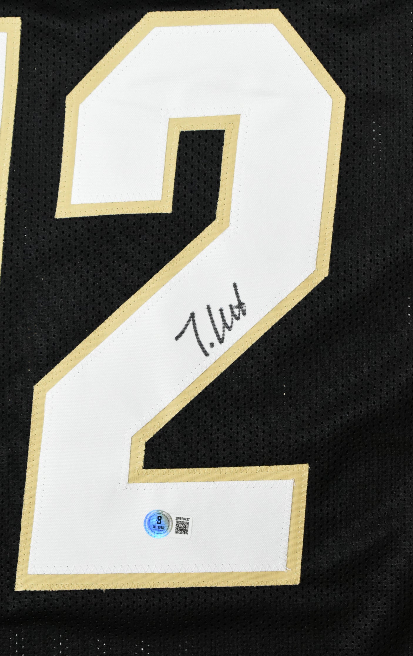 Travis Hunter Autographed Black College Style Jersey - Beckett W Hologram *Black