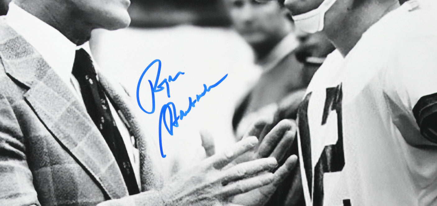 Roger Staubach Autographed Dallas Cowboys 16x20 w/Landry Photo - Beckett W Holo