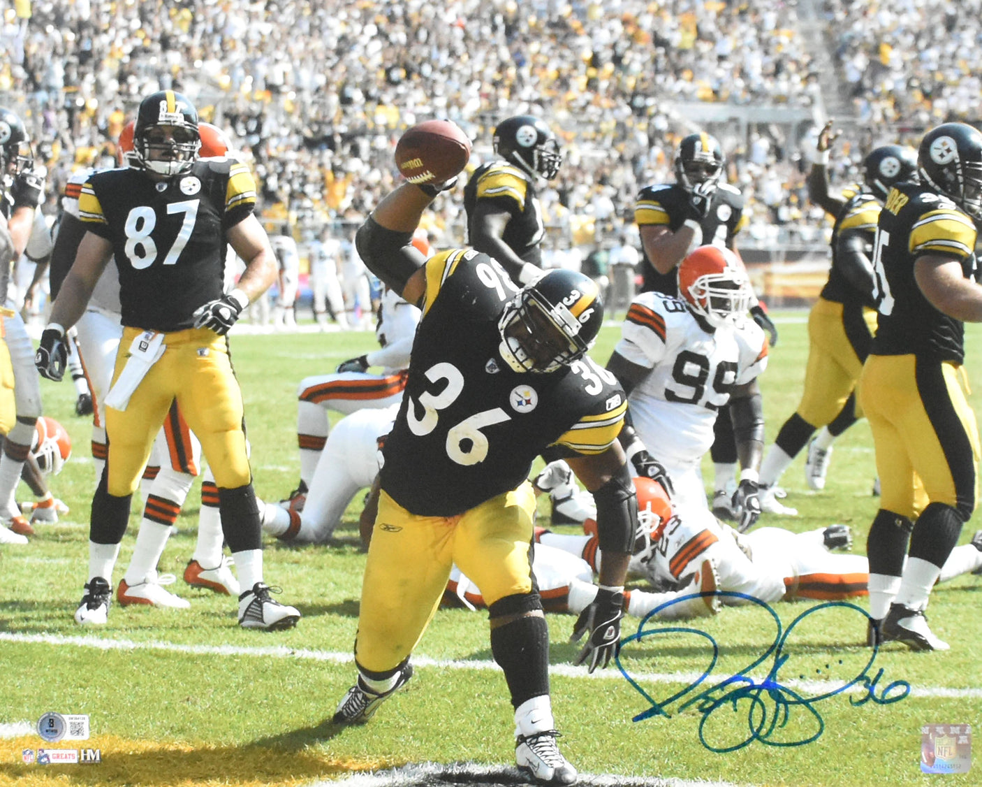 Jerome Bettis Autographed Pittsburgh Steelers 16x20 TD Photo - Beckett W Holo