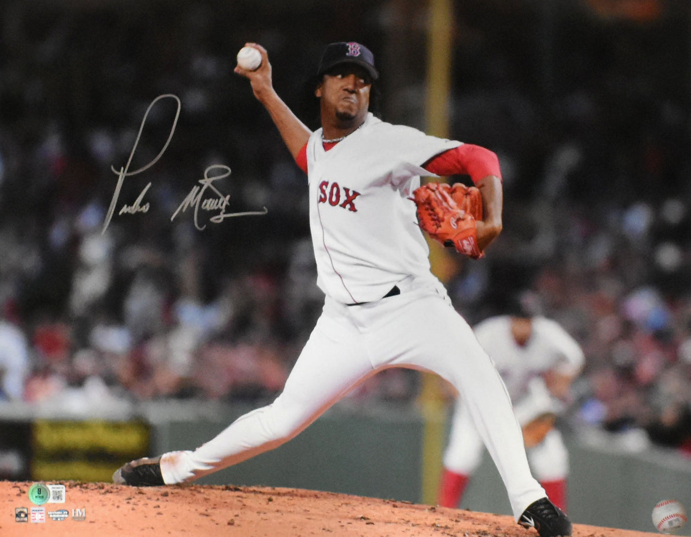 Pedro Martinez Autographed Boston Red Sox 16x20 Pitching Photo - Beckett W Holo