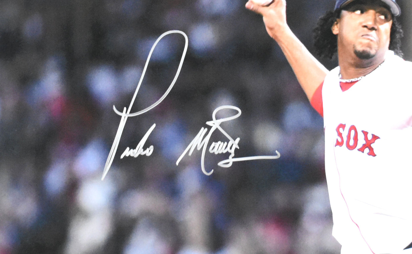 Pedro Martinez Autographed Boston Red Sox 16x20 Pitching Photo - Beckett W Holo
