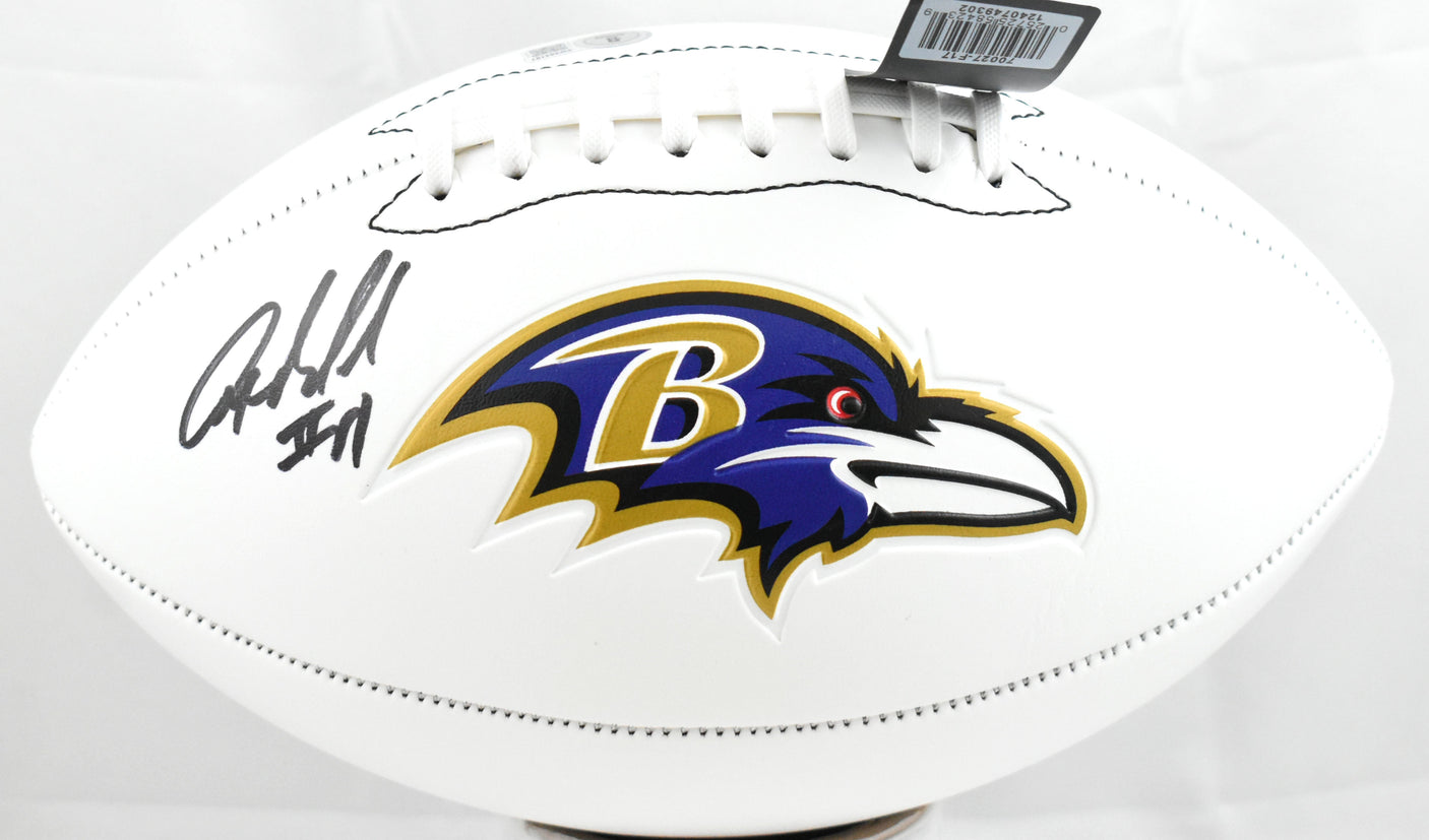 Anquan Boldin Autographed Baltimore Ravens Logo Football - Beckett W Hologram