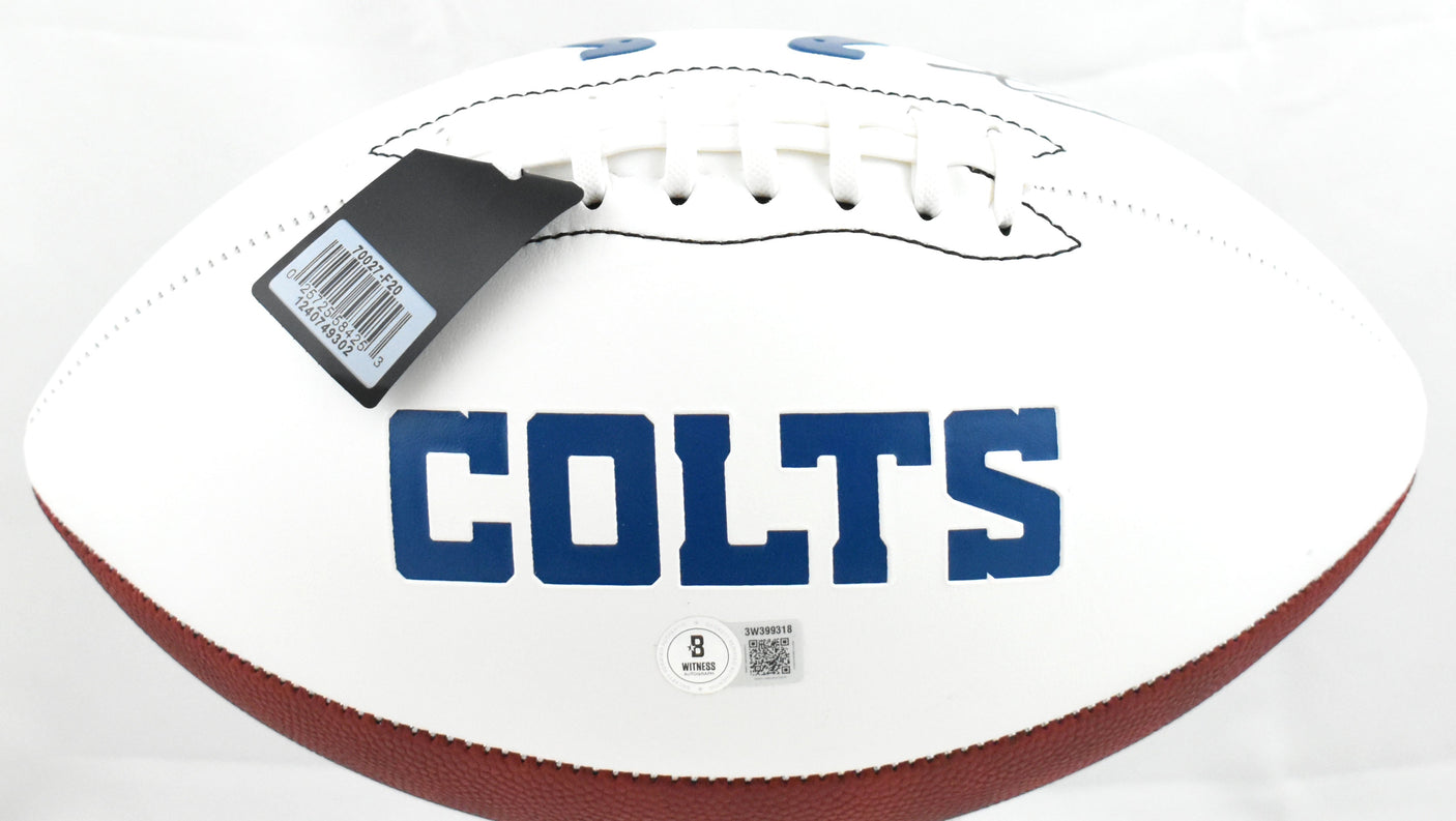 Edgerrin James Autographed Indianapolis Colts Logo Football - Beckett W Hologram