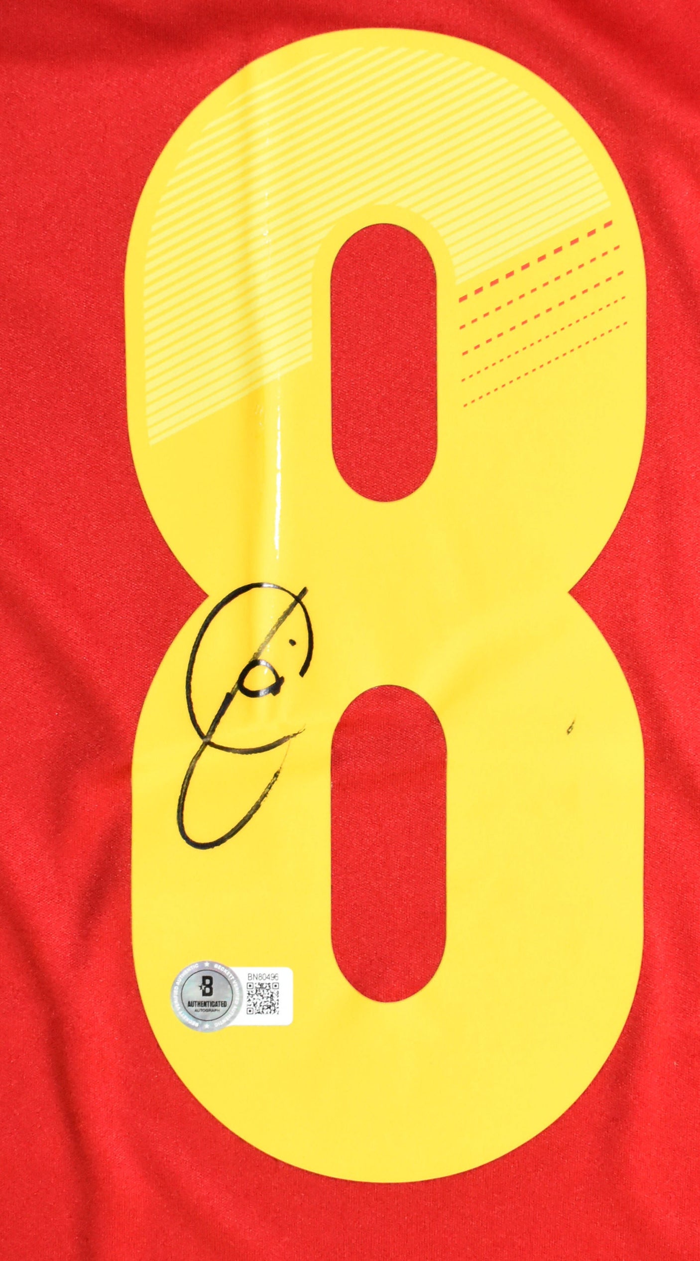 Xavi Autographed Spain Home Soccer Jersey #8 - Beckett Hologram *L