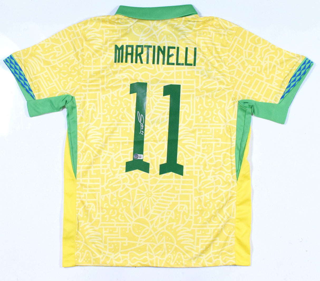 Gabriel Martinelli Autographed Brazil Home Soccer Jersey #11-Beckett Hologram *M
