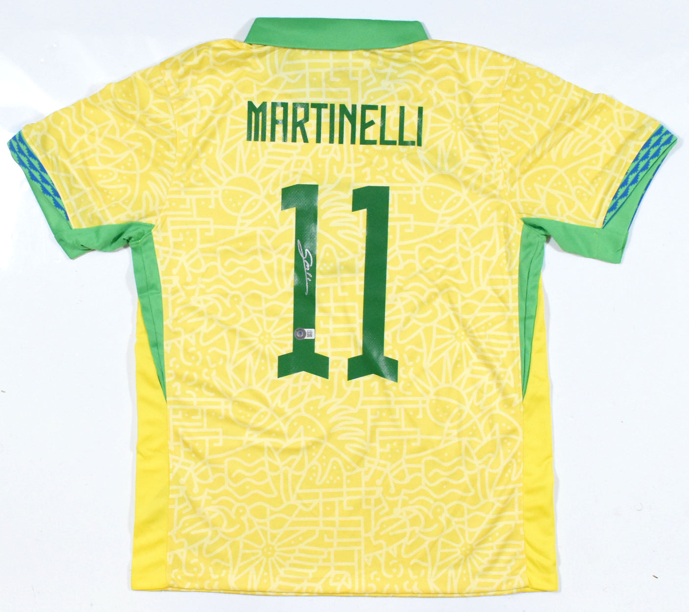 Gabriel Martinelli Autographed Brazil Home Soccer Jersey #11-Beckett Hologram *L