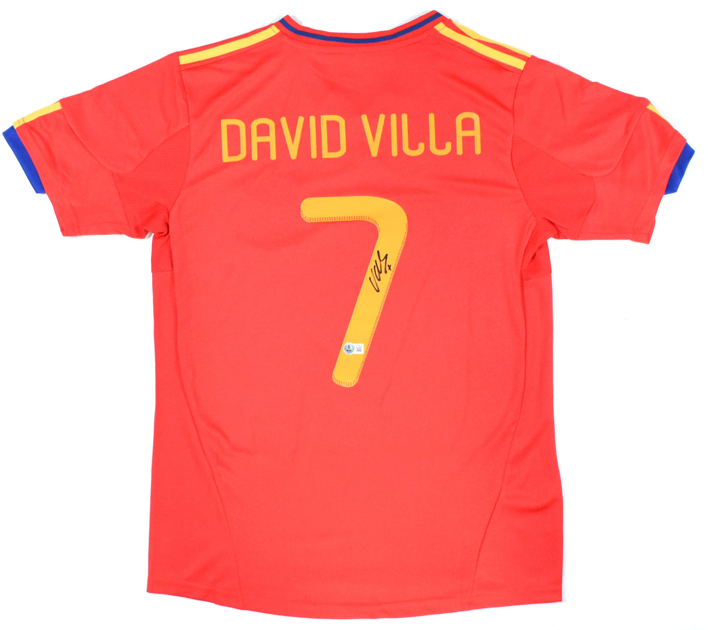 David Villa Autographed Spain Home Soccer Jersey #7 - Beckett W Hologram *L