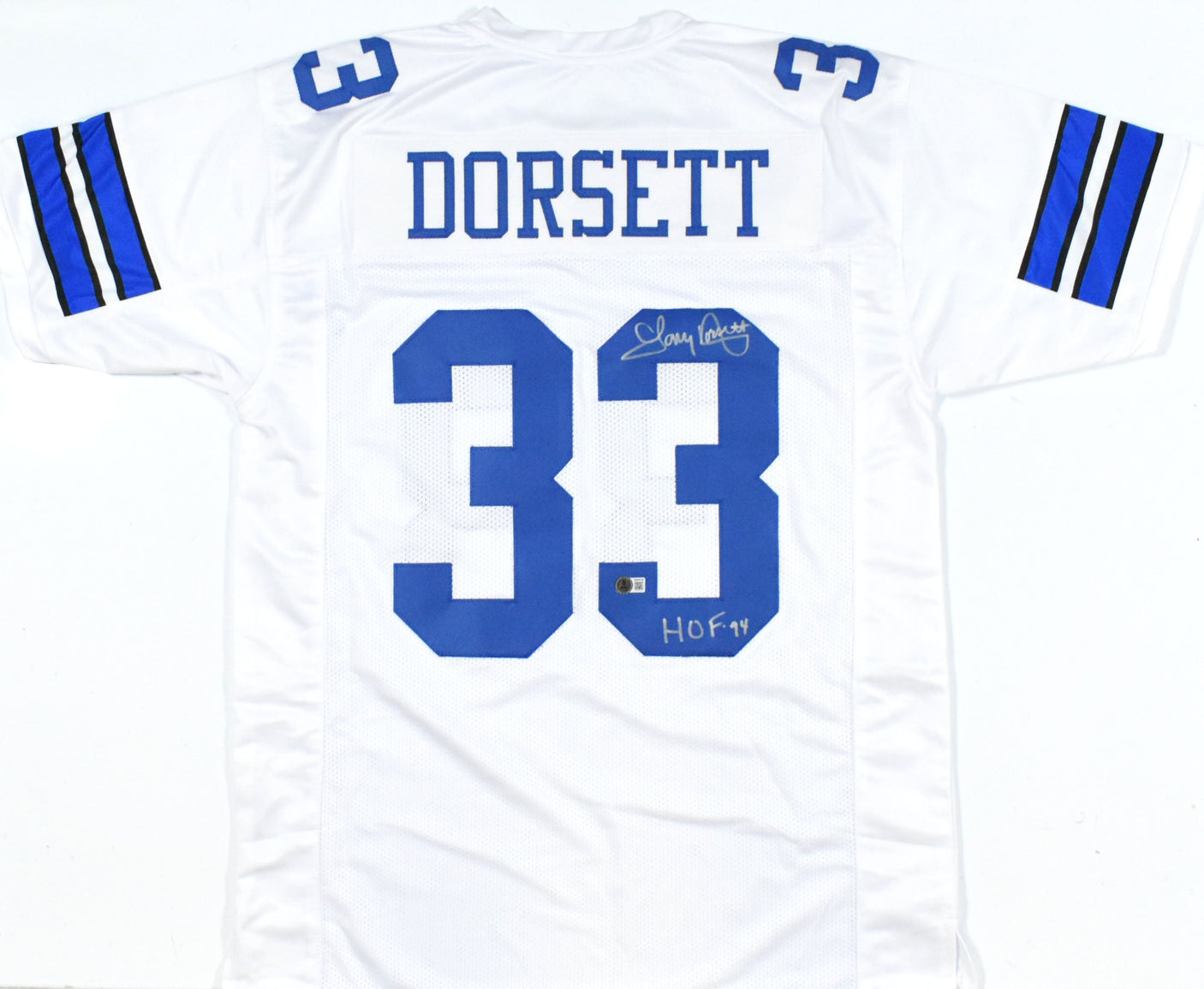 Tony Dorsett Autographed White Pro Style Jersey HOF - Beckett W Hologram *Silver