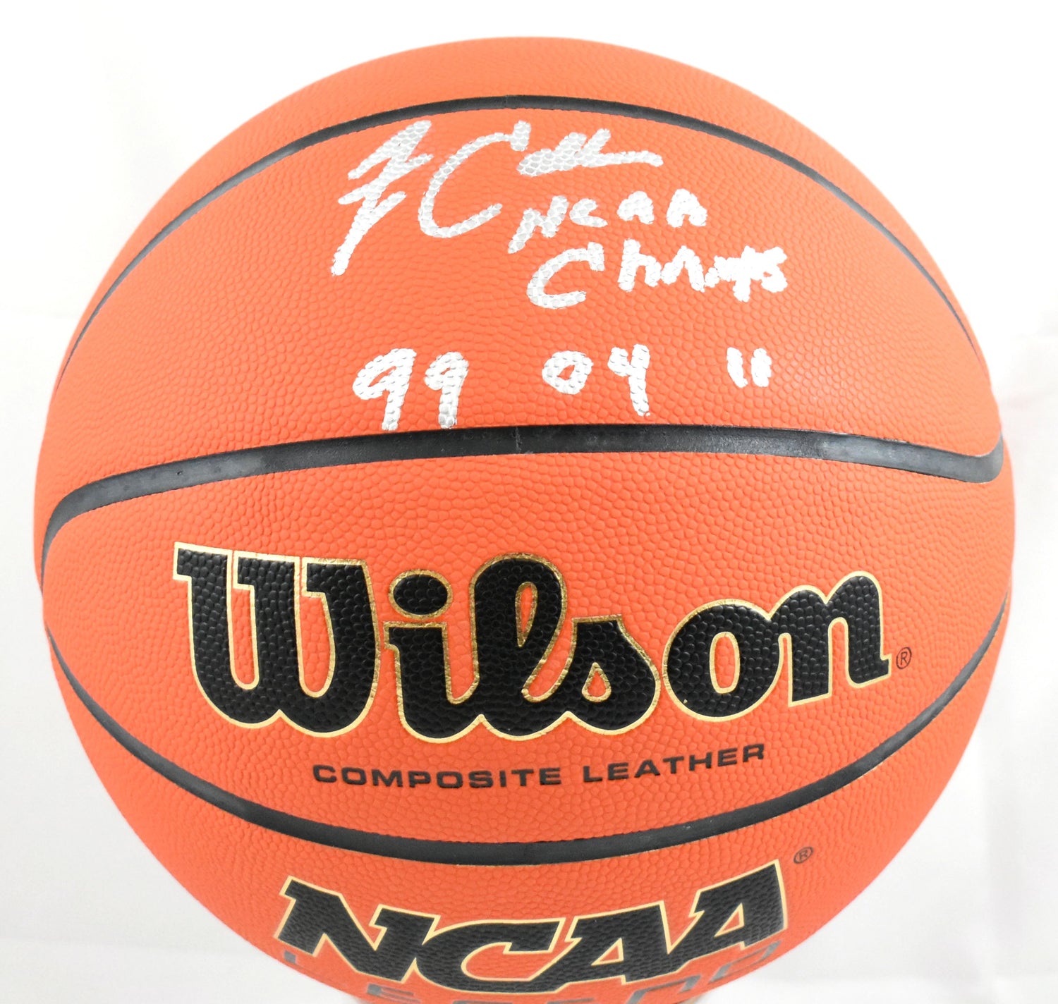 Jim Calhoun Autographed NCAA Wilson Basketball 3x NCAA Champs - Beckett W Holo