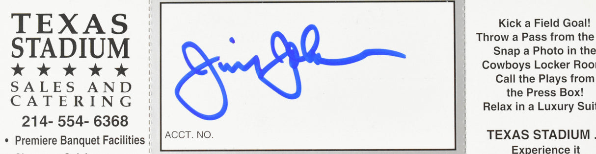 Jimmy Johnson Autographed Dallas Cowboys 1993 Season Ticket ID Card-Beckett Holo