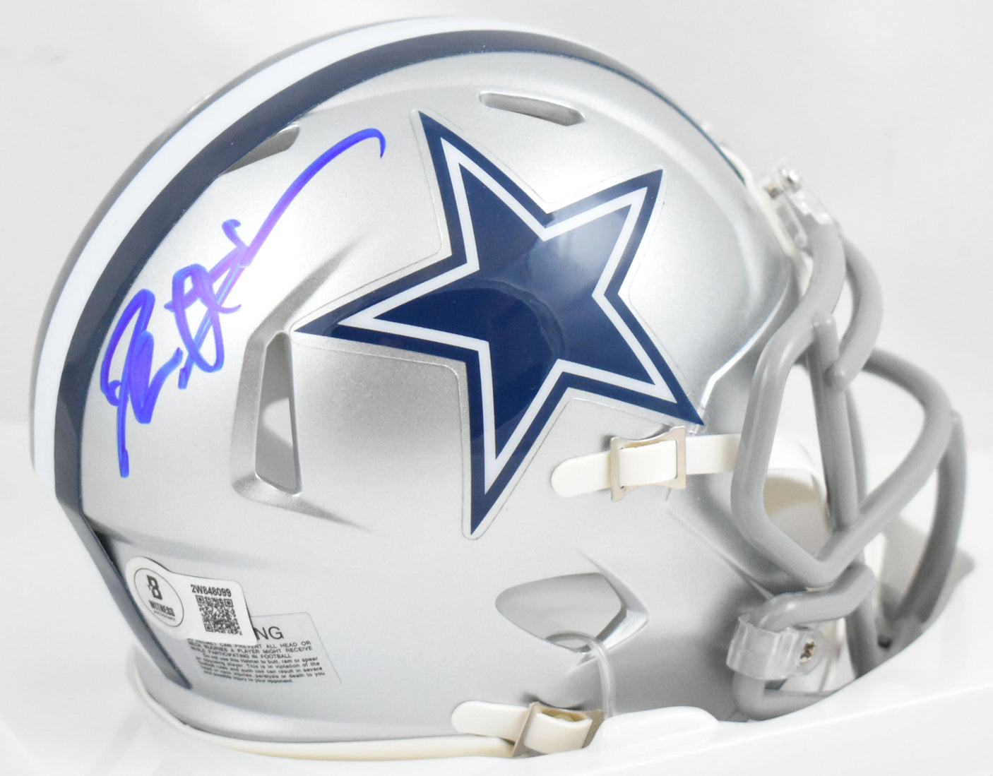 Deion Sanders Autographed Dallas Cowboys Speed Mini Helmet- Beckett W Holo *Blue