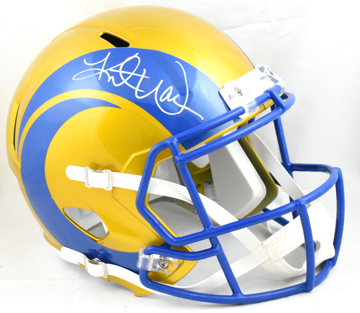 Kurt Warner Autographed Rams F/S Flash Speed Helmet - Beckett W Hologram *White