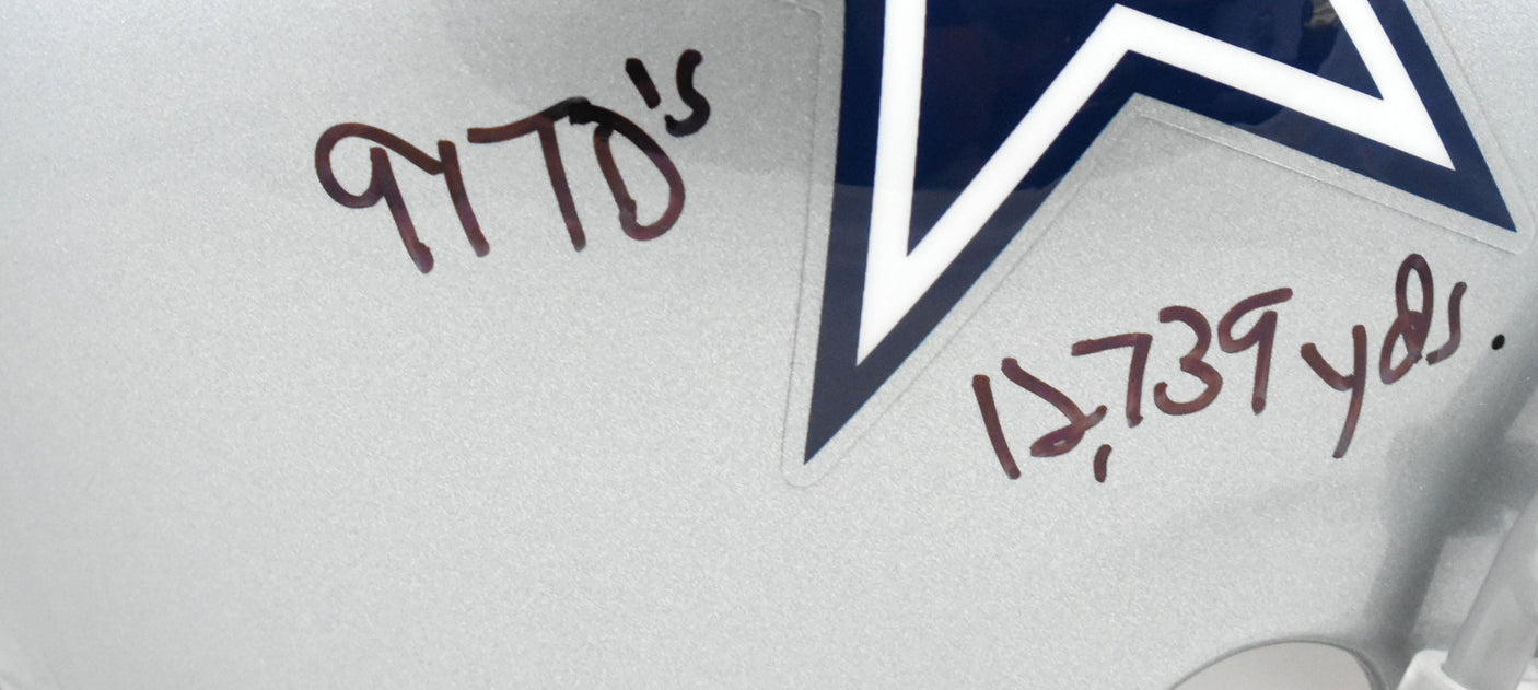 Tony Dorsett Autographed Dallas Cowboys F/S Helmet 5 Stats - JSA W *Black