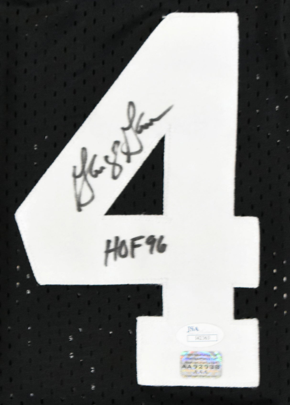 George Gervin Autographed Black Pro Style Jersey w/ HOF - JSA *Black