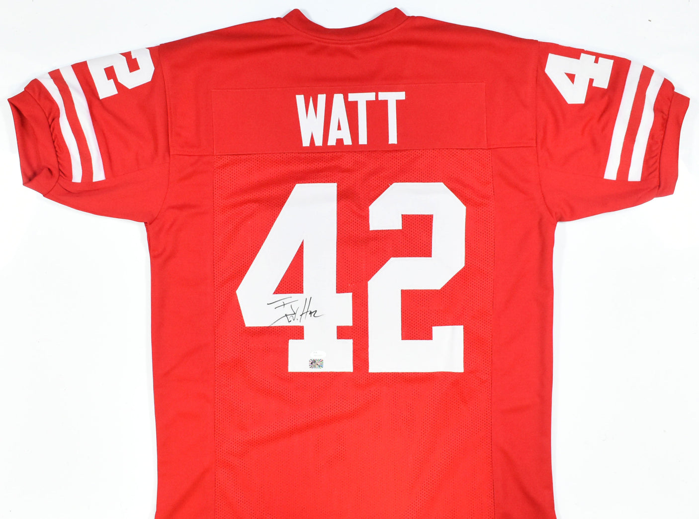 TJ Watt Autographed Red College Style Jersey - JSA W *Black