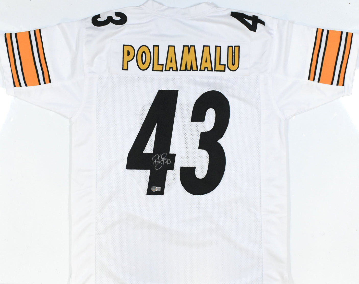 Troy Polamalu Autographed White Pro Style Jersey - Beckett W Hologram *Silver