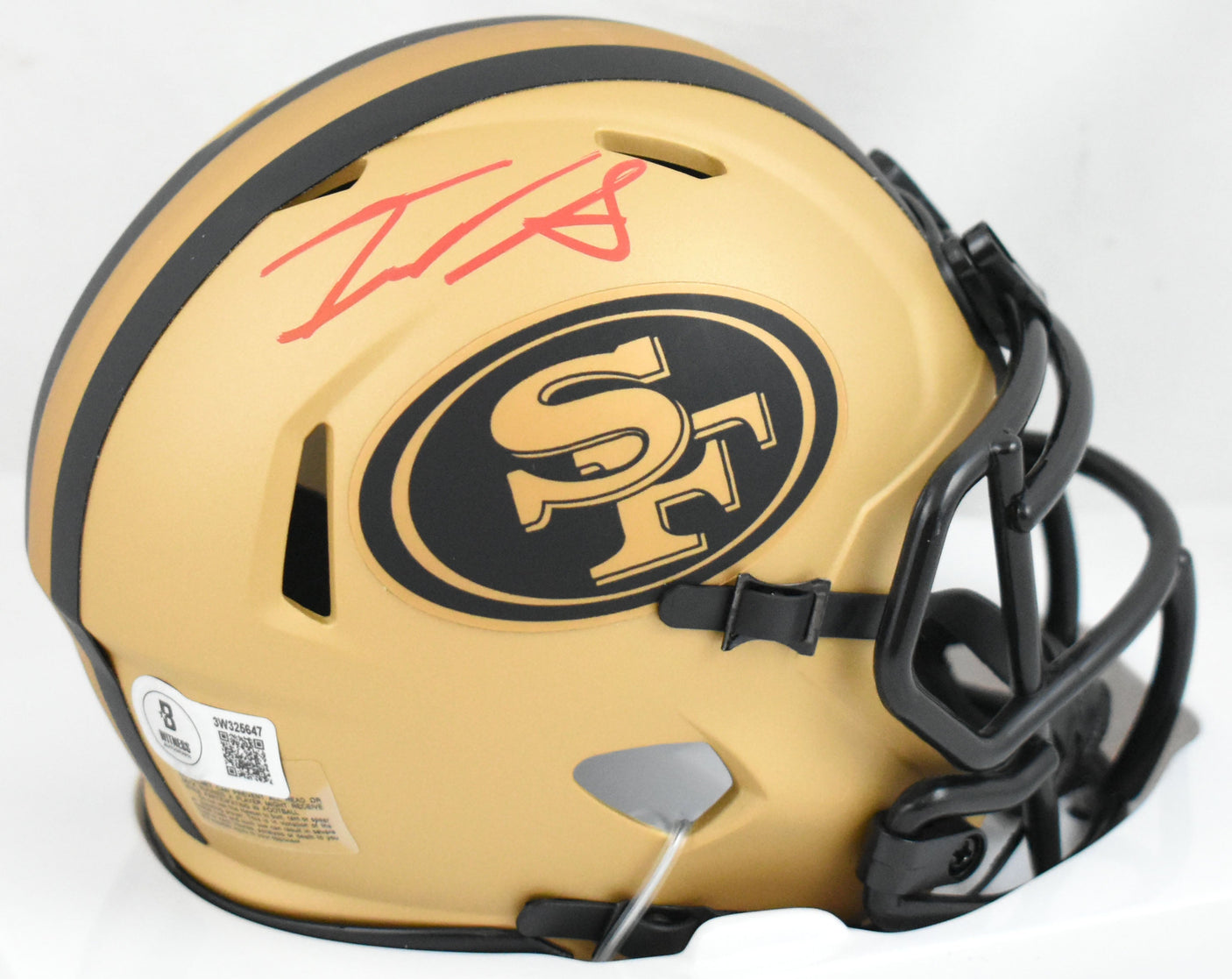 Isaac Guerendo Autographed 49ers Rave Speed Mini Helmet- Beckett W Hologram *Red