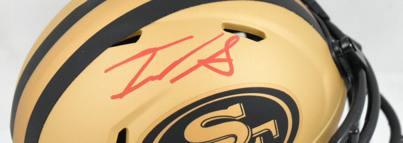 Isaac Guerendo Autographed 49ers Rave Speed Mini Helmet- Beckett W Hologram *Red