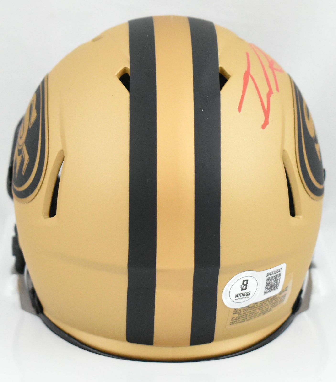 Isaac Guerendo Autographed 49ers Rave Speed Mini Helmet- Beckett W Hologram *Red