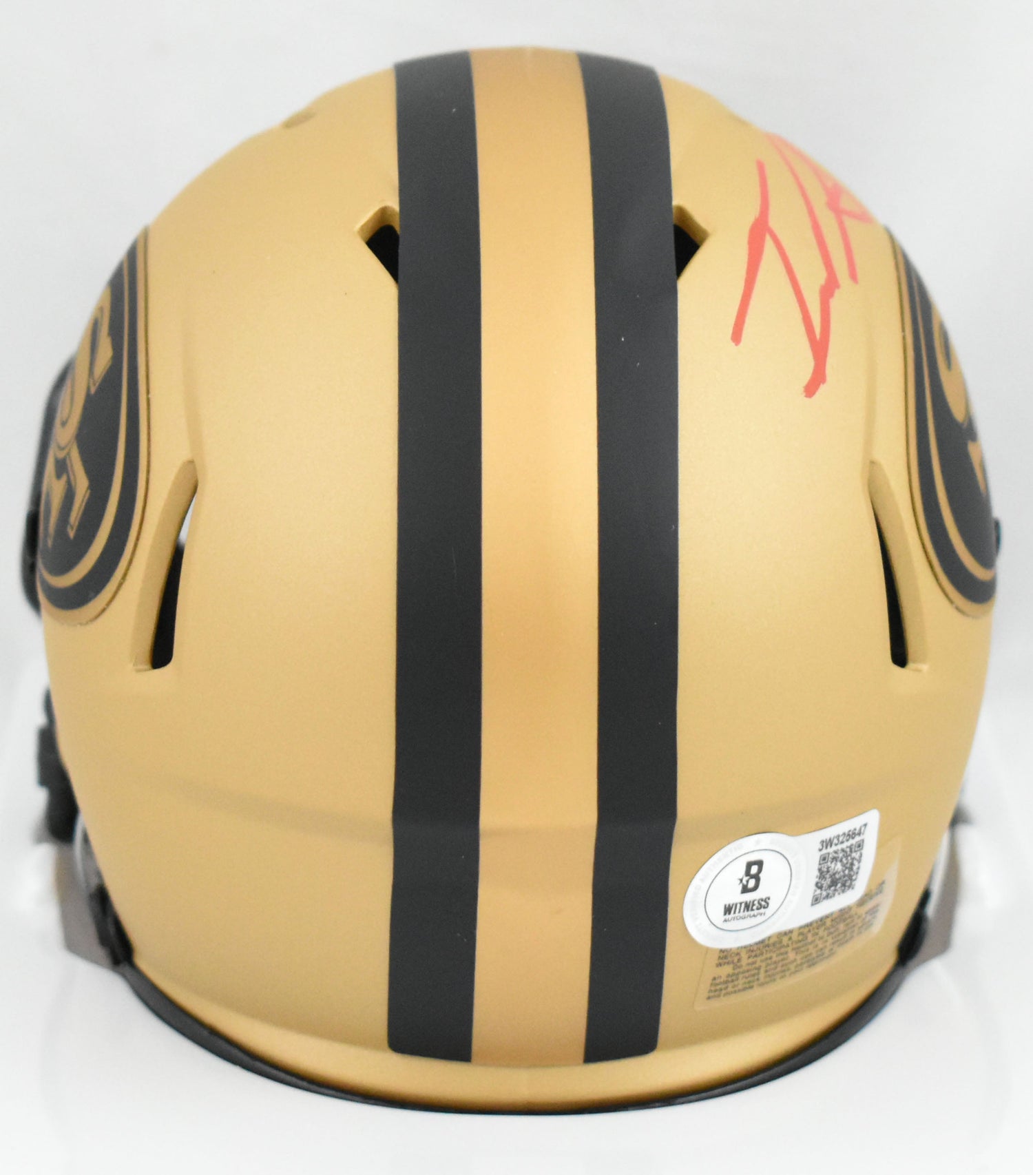 Isaac Guerendo Autographed 49ers Rave Speed Mini Helmet- Beckett W Hologram *Red