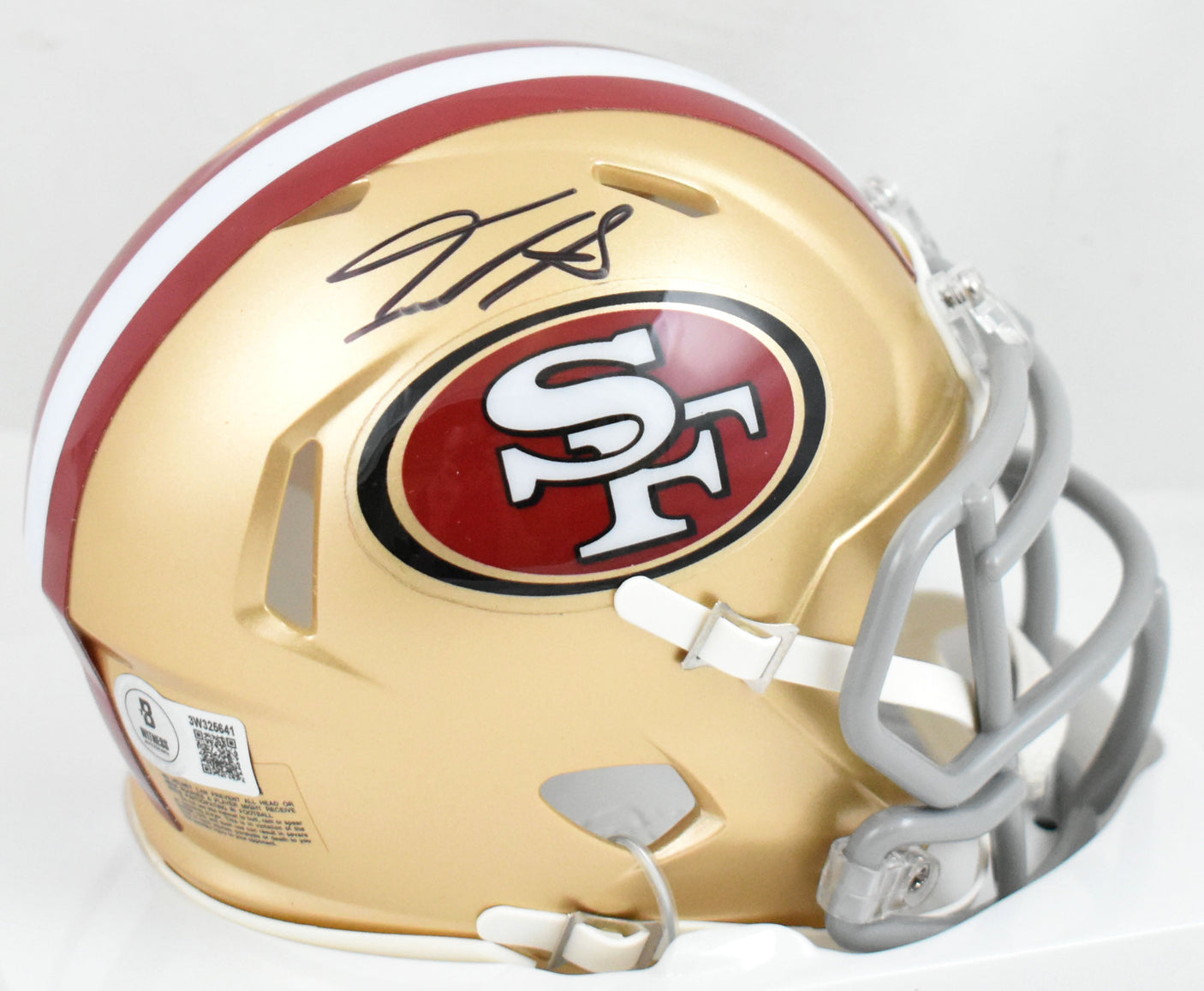 Isaac Guerendo Autographed 49ers Speed Mini Helmet- Beckett W Hologram *Black