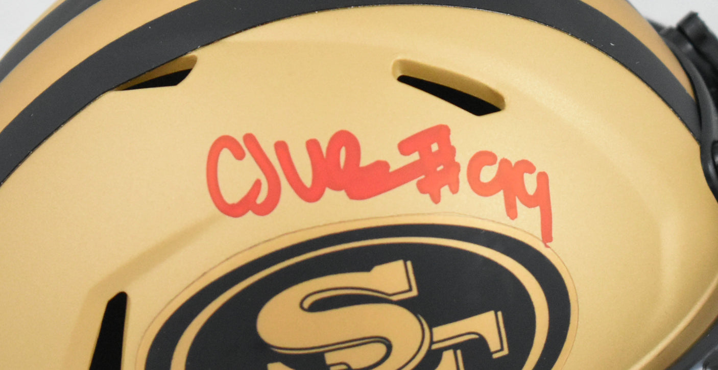 CJ West Autographed San Francisco 49ers Rave Speed Mini Helmet - Beckett W Holo
