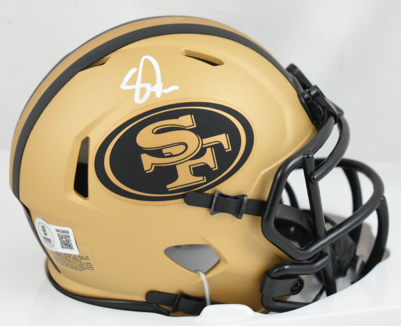 Upton Stout Signed San Francisco 49ers Rave Speed Mini Helmet - Beckett W Holo