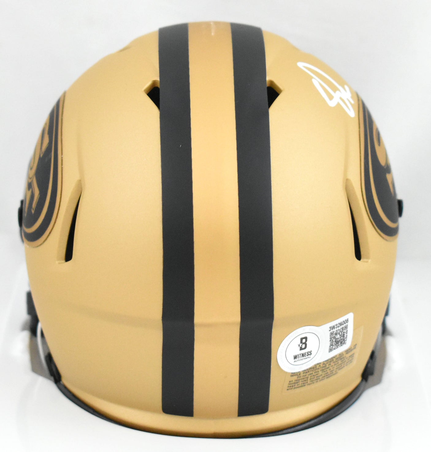 Upton Stout Signed San Francisco 49ers Rave Speed Mini Helmet - Beckett W Holo