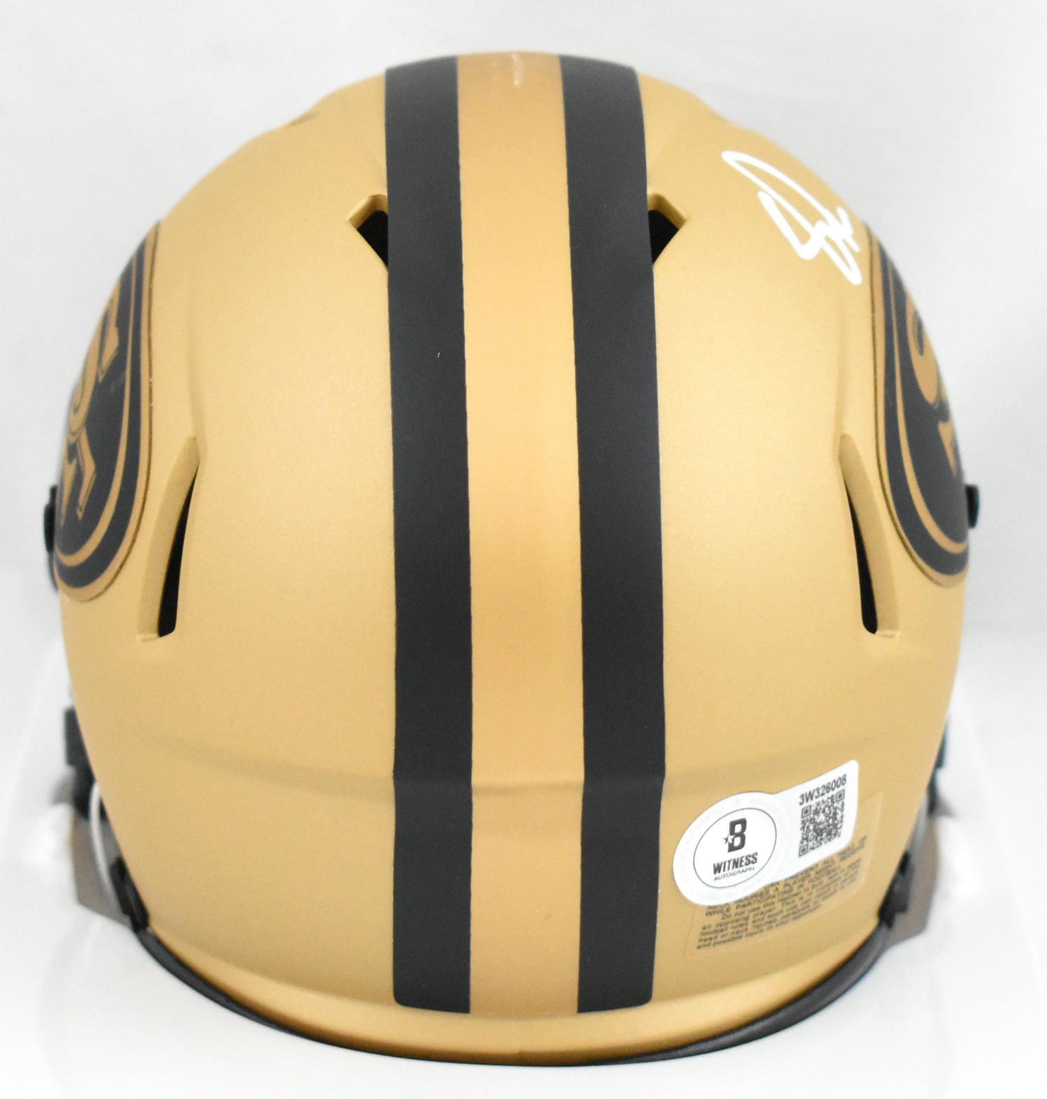 Upton Stout Signed San Francisco 49ers Rave Speed Mini Helmet - Beckett W Holo