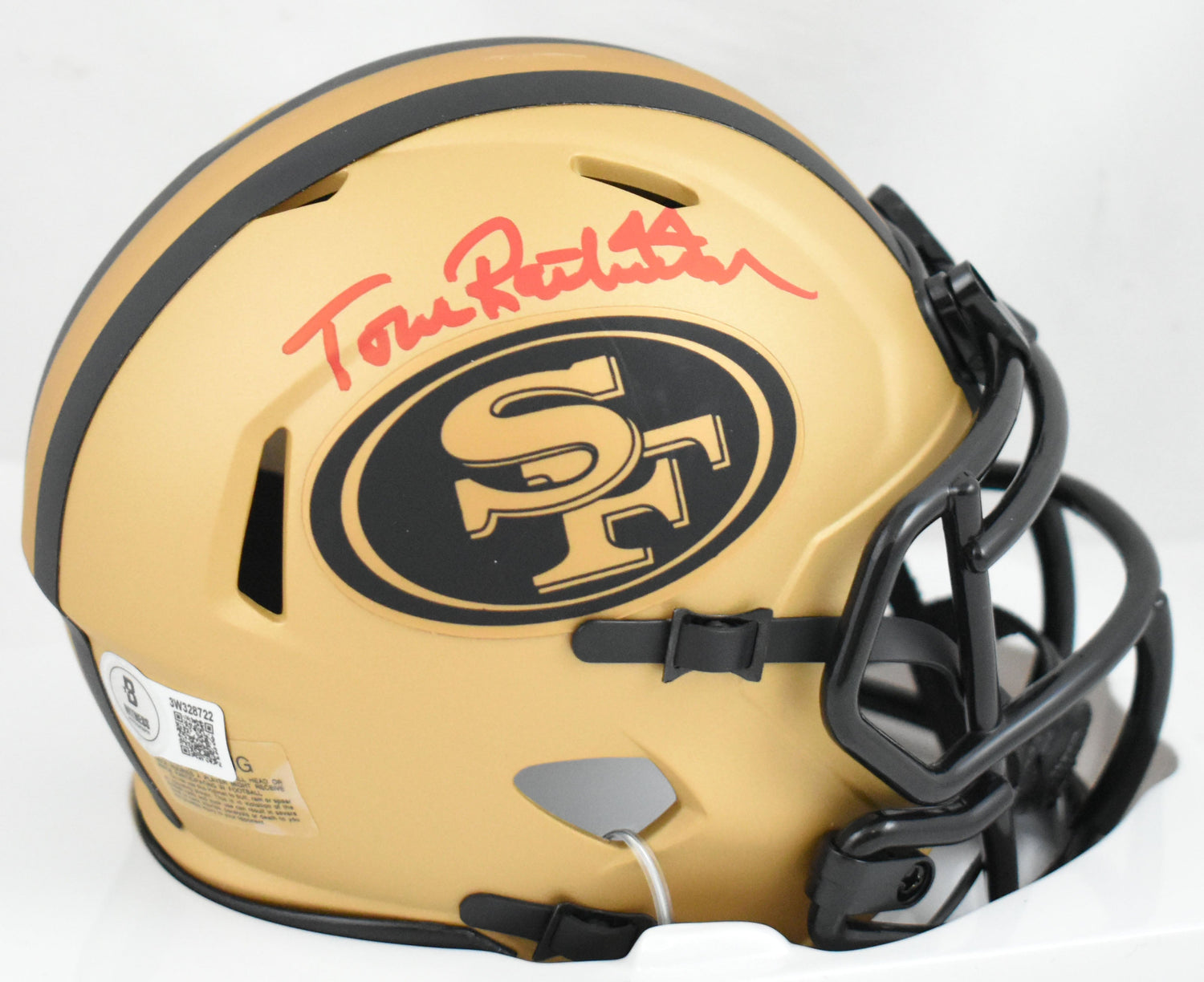 Tom Rathman Autographed 49ers Rave Speed Mini Helmet - Beckett W Hologram *Red