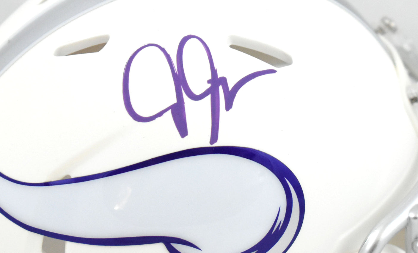 Justin Jefferson Autographed Vikings Alt 24 Speed Mini Helmet - Beckett W Holo