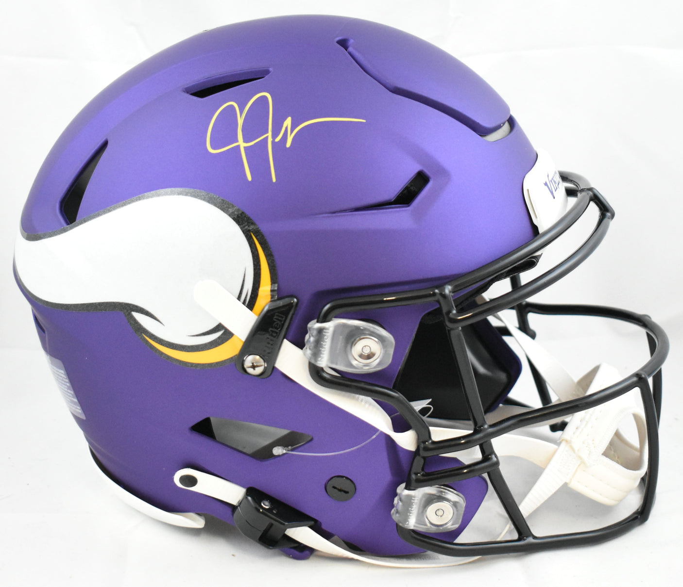 Justin Jefferson Signed Vikings F/S SpeedFlex Helmet - Beckett W Holo *Yellow