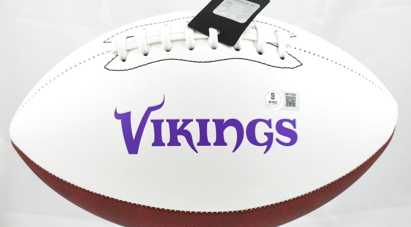 Justin Jefferson Autographed Minnesota Vikings Logo Football - Beckett W Holo