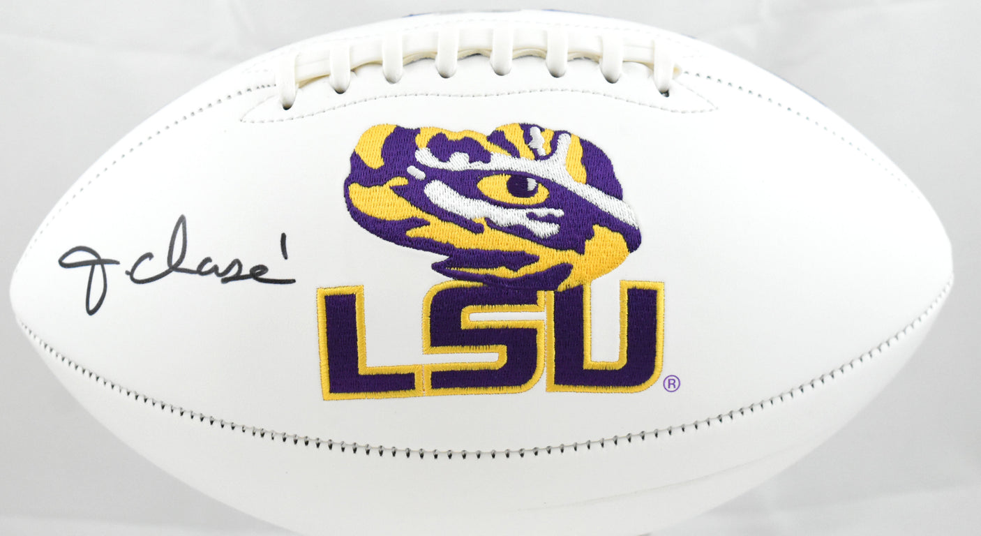 Ja'Marr Chase Autographed LSU Tigers Logo Football - Beckett W Hologram