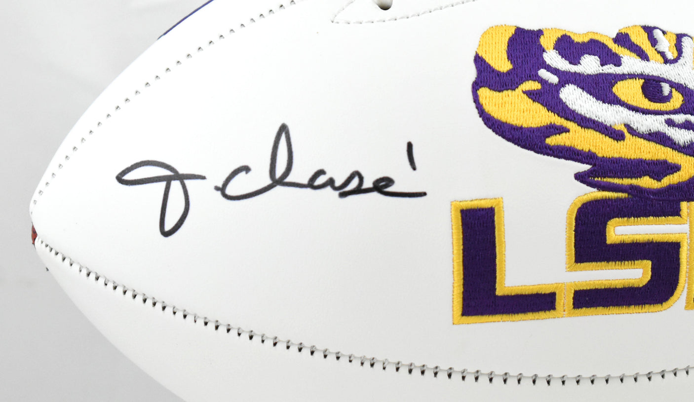 Ja'Marr Chase Autographed LSU Tigers Logo Football - Beckett W Hologram