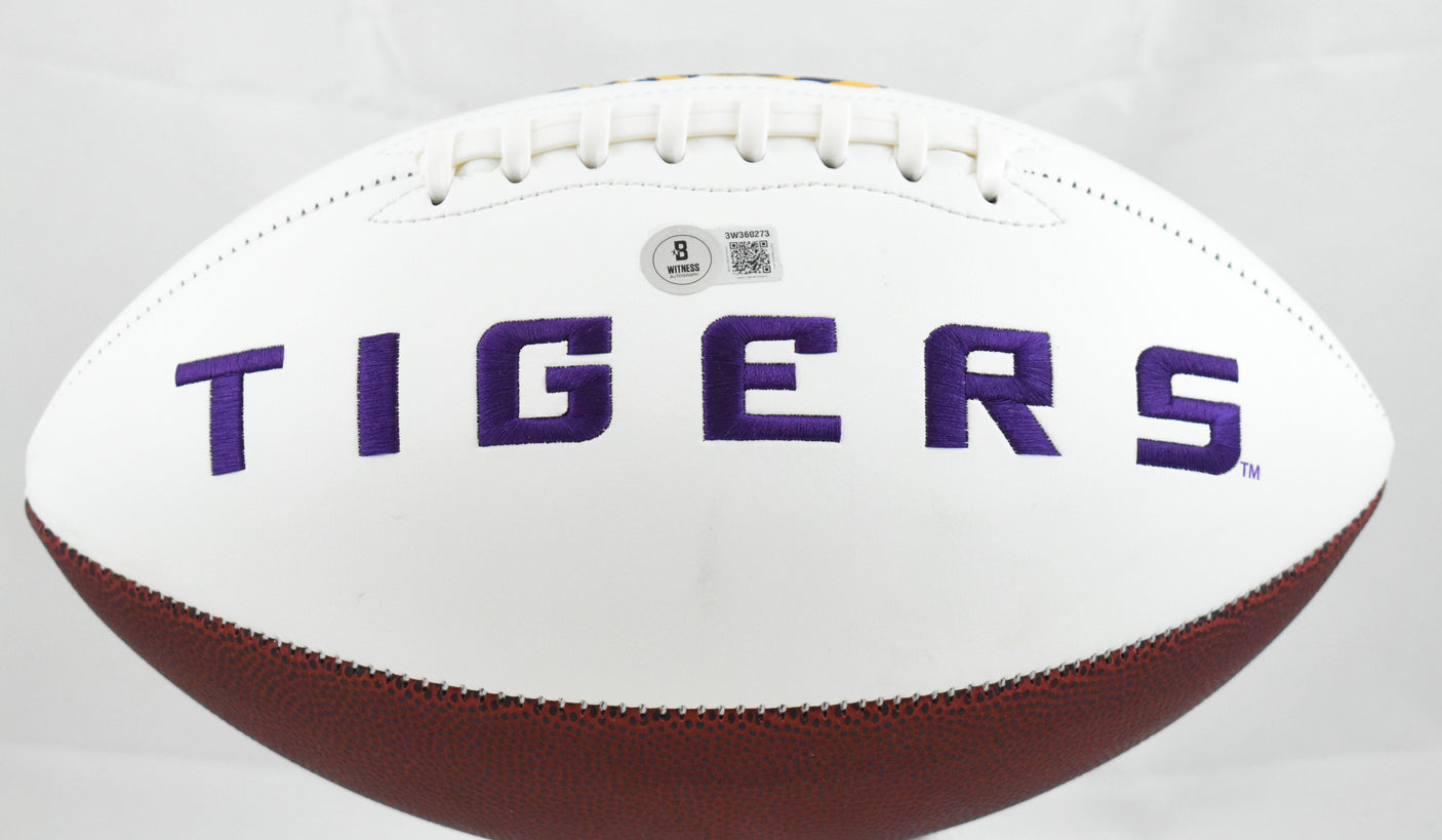 Ja'Marr Chase Autographed LSU Tigers Logo Football - Beckett W Hologram