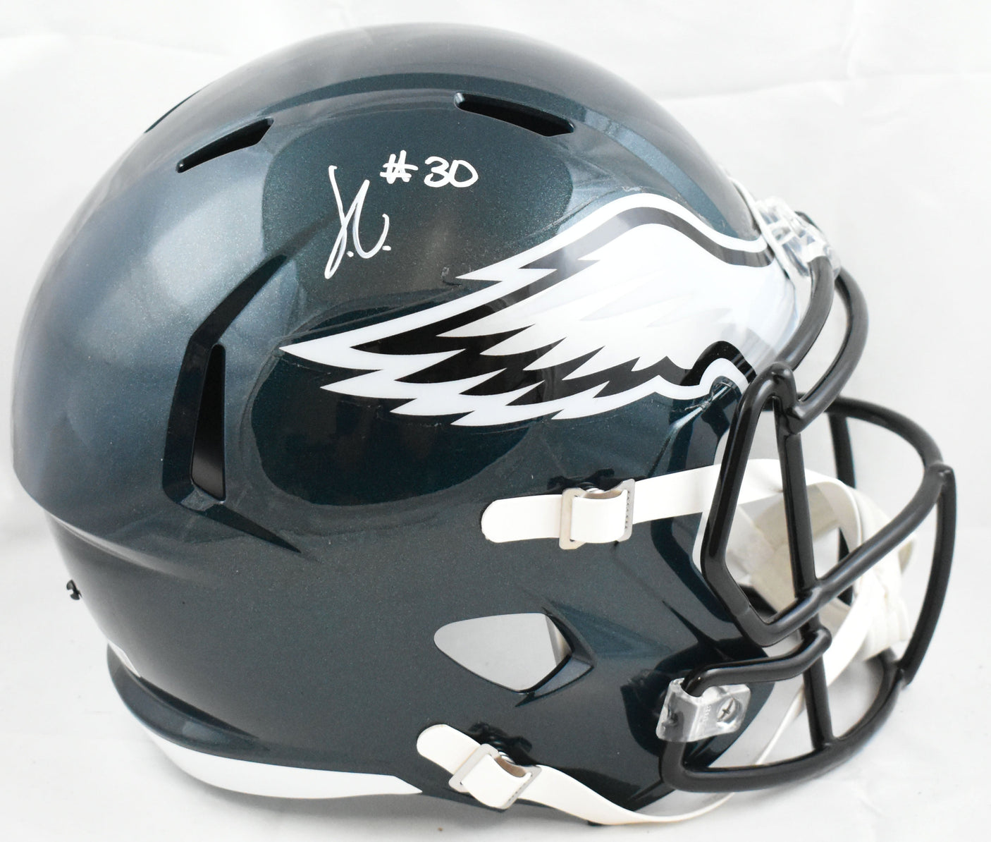 Jihaad Campbell Autographed Philadelphia Eagles F/S Speed Helmet- Beckett W Holo