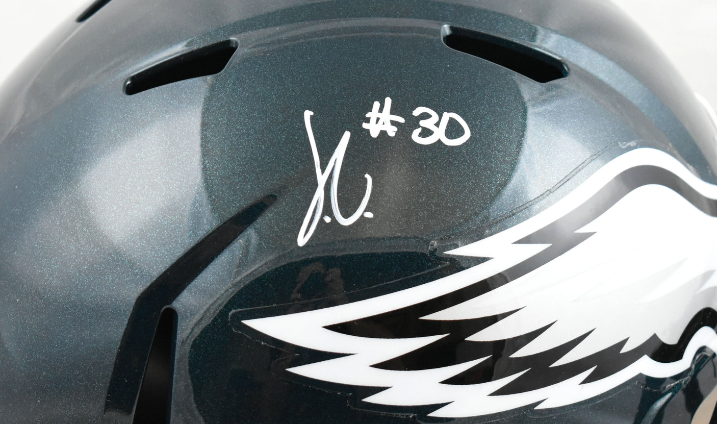 Jihaad Campbell Autographed Philadelphia Eagles F/S Speed Helmet- Beckett W Holo
