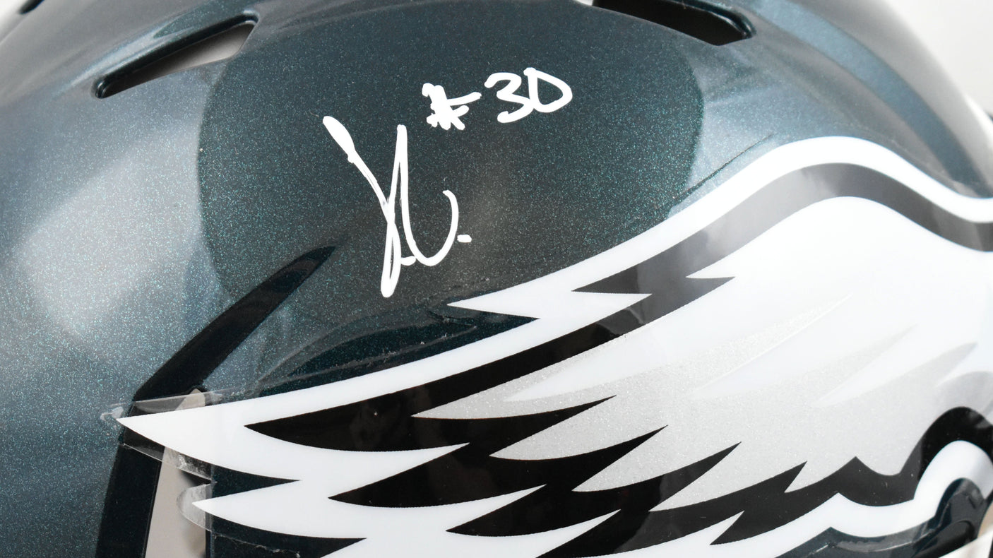 Jihaad Campbell Autographed Eagles F/S Speed Authentic Helmet- Beckett W Holo