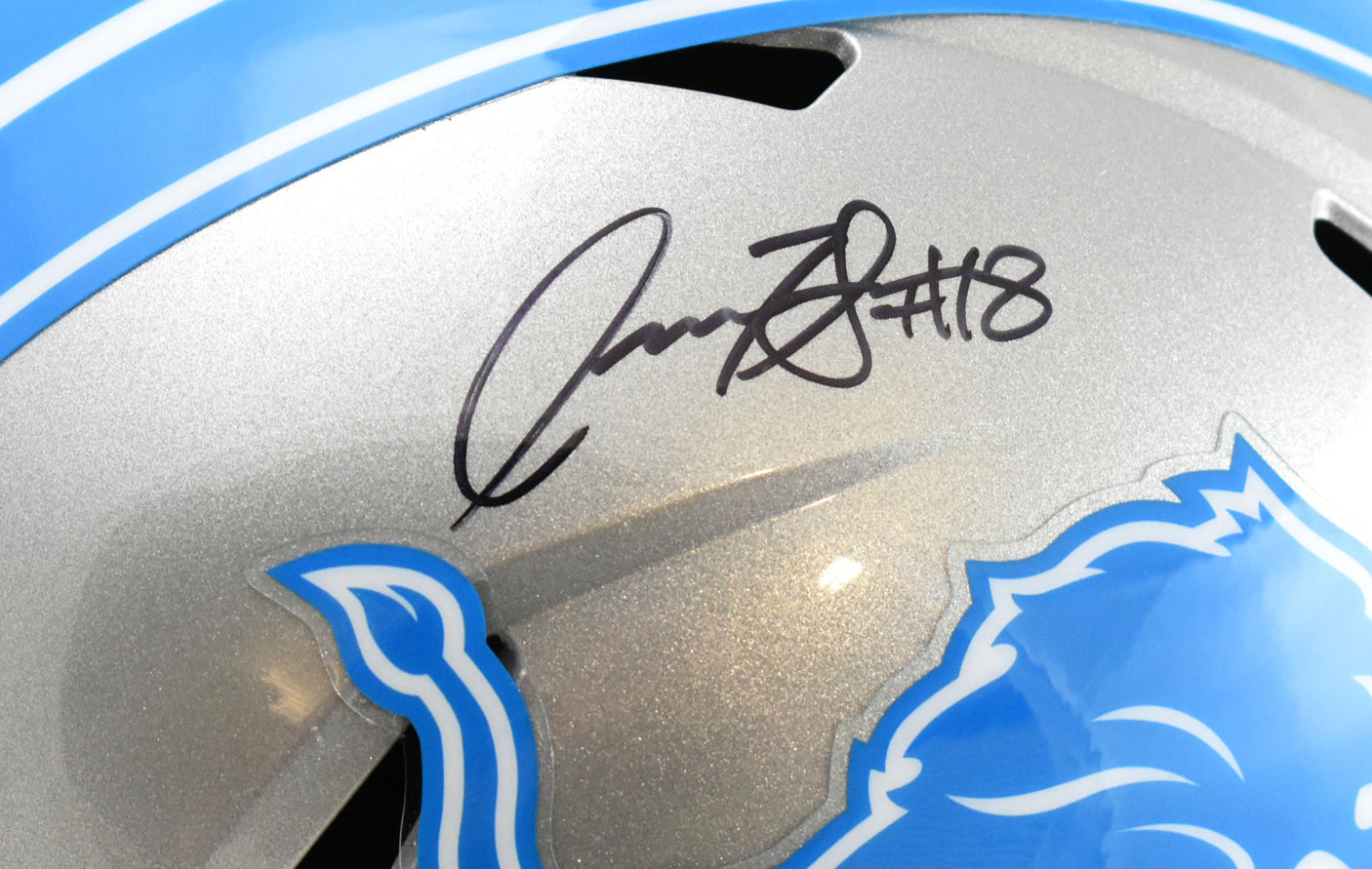 Isaac TeSlaa Autographed Detroit Lions F/S Speed Helmet - Beckett W Hologram