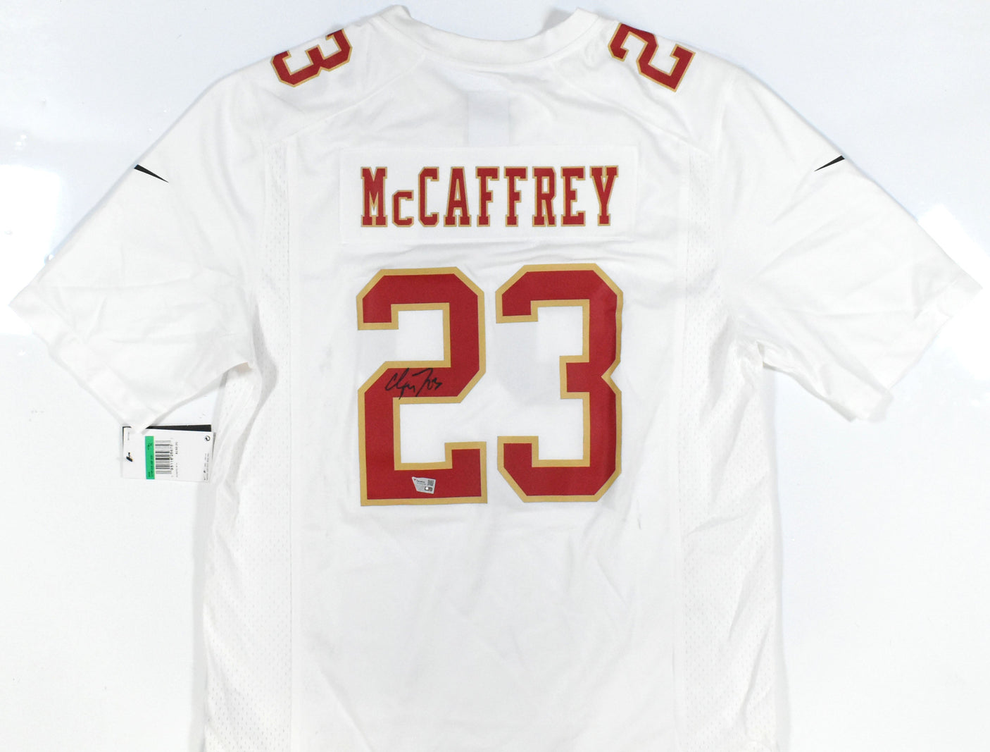Christian McCaffrey Autographed 49ers Nike Tundra Game Jersey - Fanatics *Stain