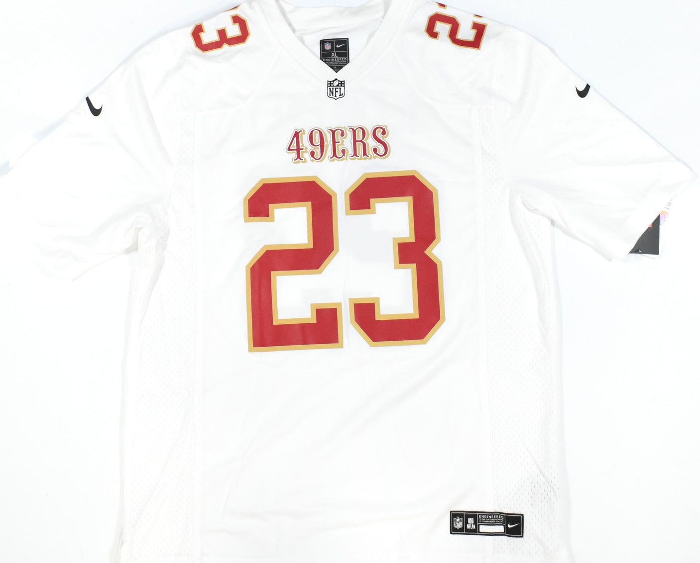 Christian McCaffrey Autographed 49ers Nike Tundra Game Jersey - Fanatics *Stain